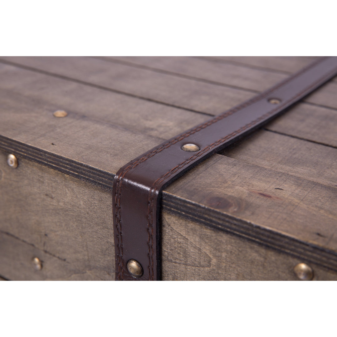 Old Fashioned Large Natural Wood Storage Trunk and Coffee Table Image 6