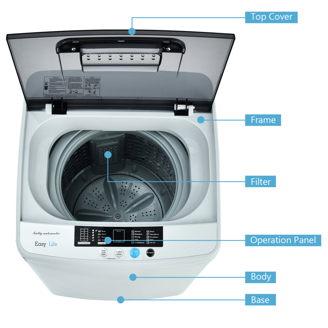 Full-Automatic Washing Machine Portable Compact Laundry Washer Spin 8.8 lbs Image 8