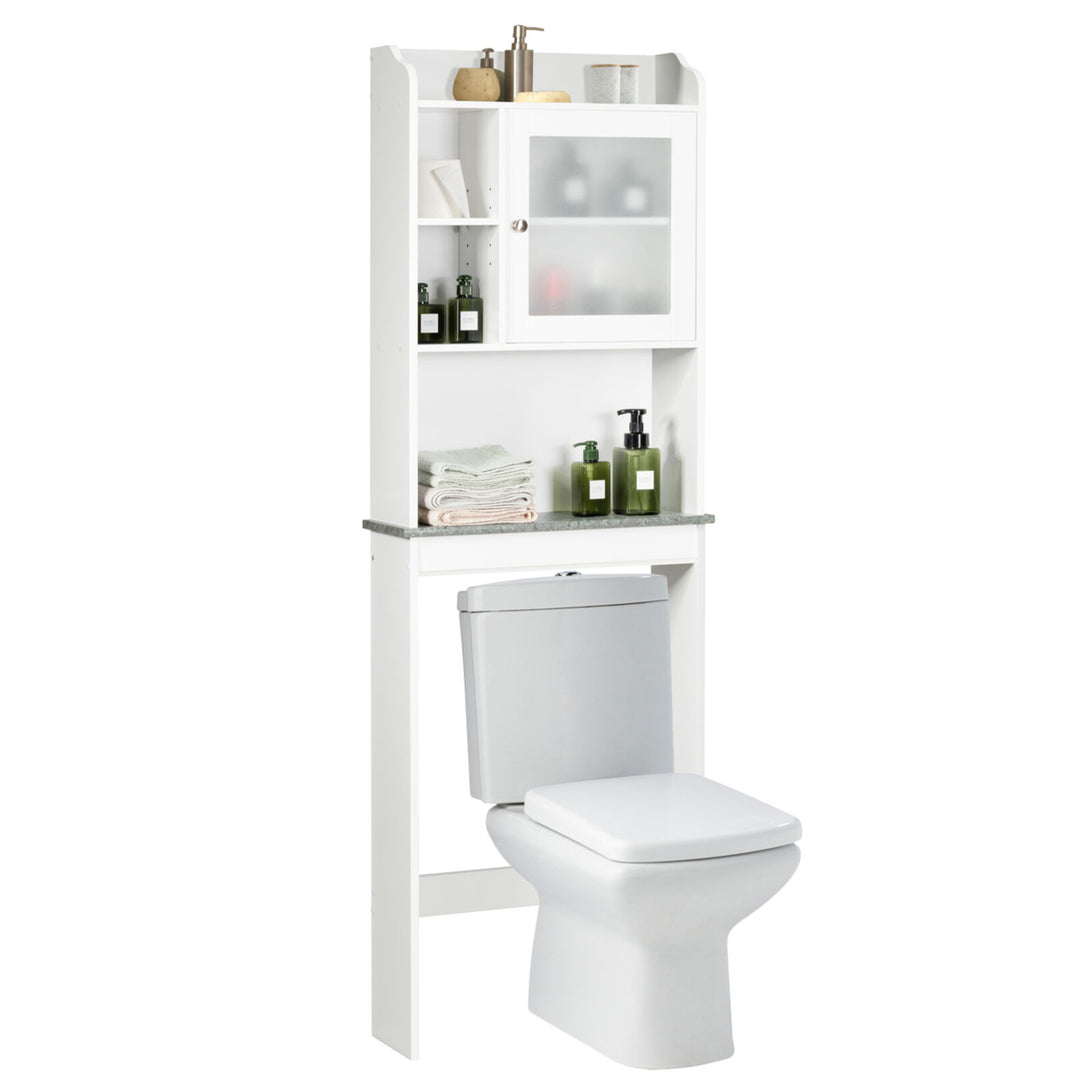 Over-the-Toilet Bath Cabinet Bathroom Space Saver Storage Organizer White Image 1