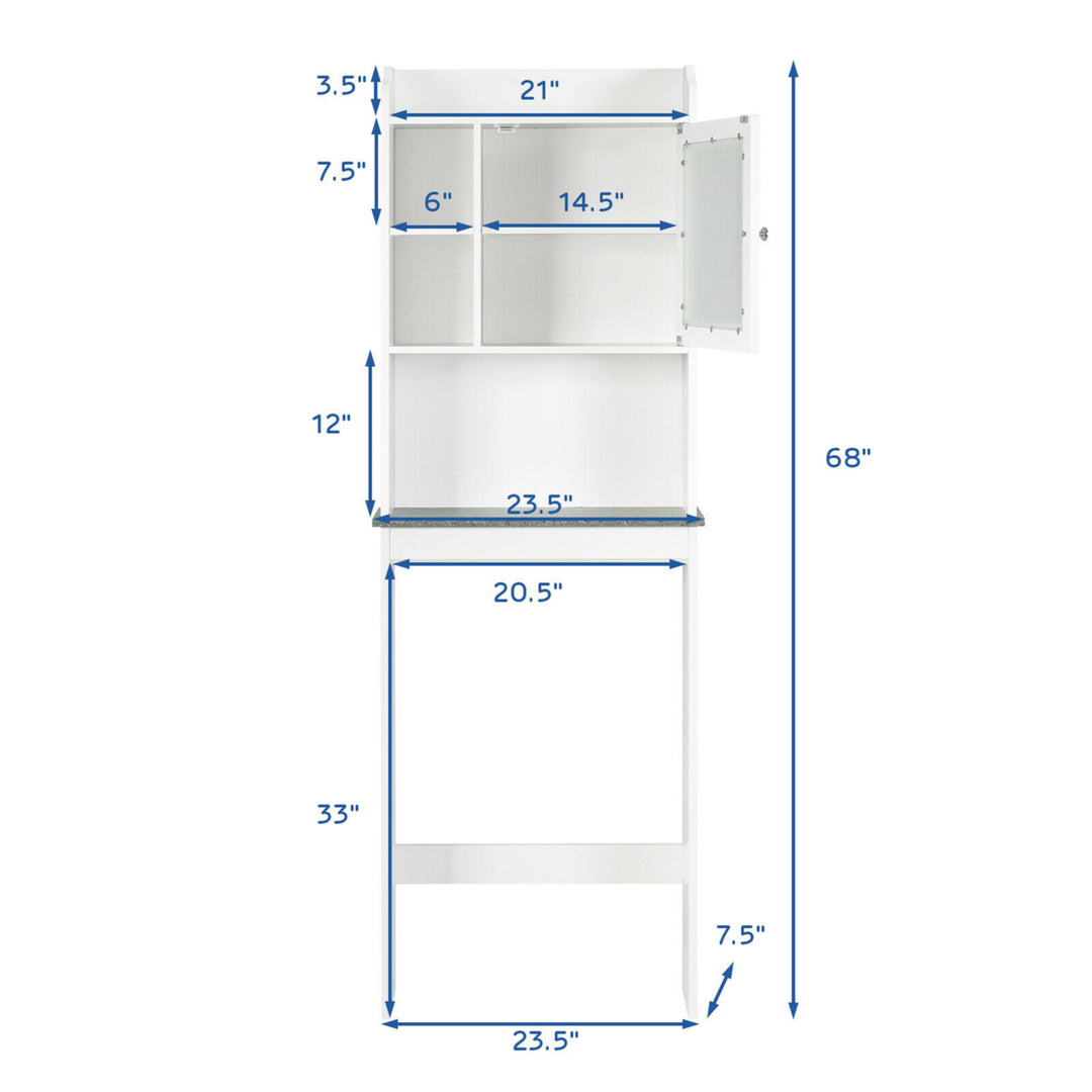 Over-the-Toilet Bath Cabinet Bathroom Space Saver Storage Organizer White Image 2