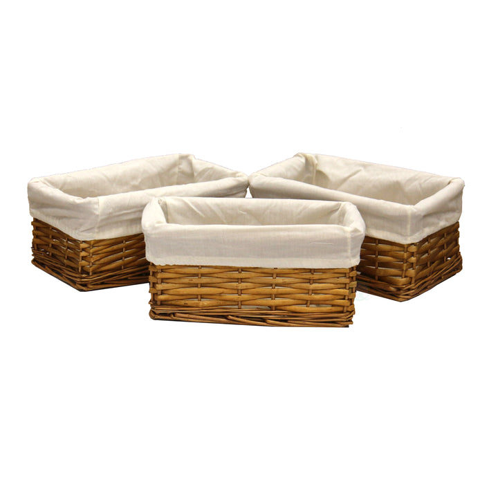 Willow Shelf Basket Lined with White Lining Image 1