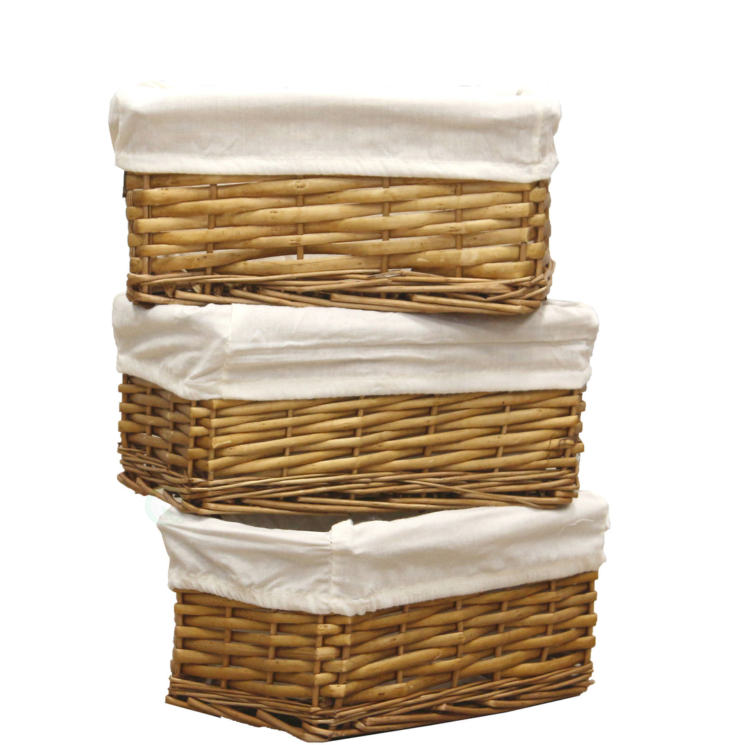 Willow Shelf Basket Lined with White Lining Image 2