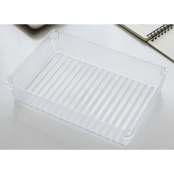 Clear Plastic Drawer Organizers Set of 2 Durable Storage Small Large Containers Image 12