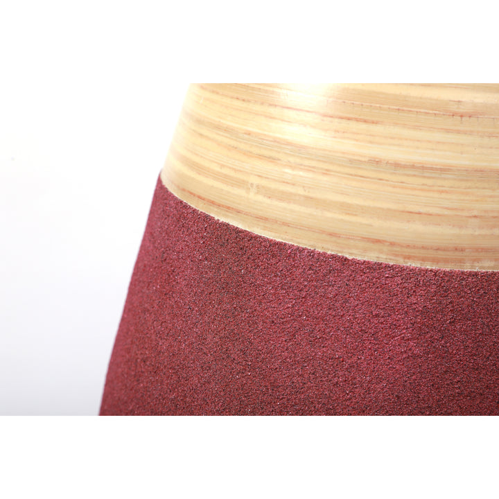 31.5 inch Tall Handcrafted Bamboo Floor Vase, Burgundy and Natural Finish, Decorative Accent, Large Floor Vase, Image 3