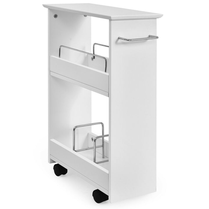 Slim Rolling Storage Cart 3-Tier Bathroom Cabinet Mobile Shelving Unit w/ Handle Image 1