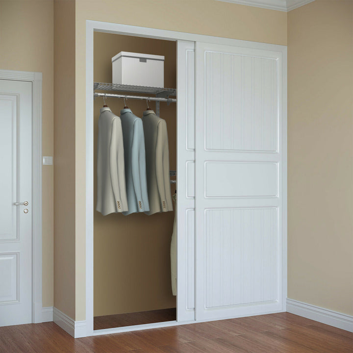 Custom Closet Organizer Kit 4 to 6 FT Wall-mounted Closet System w/Hang Rod Grey Image 3