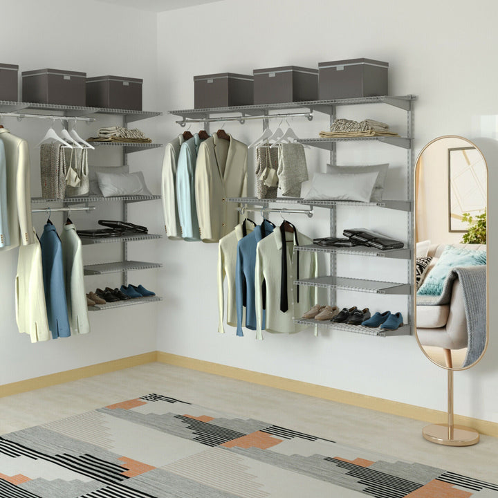 Custom Closet Organizer Kit 4 to 6 FT Wall-mounted Closet System w/Hang Rod Grey Image 4