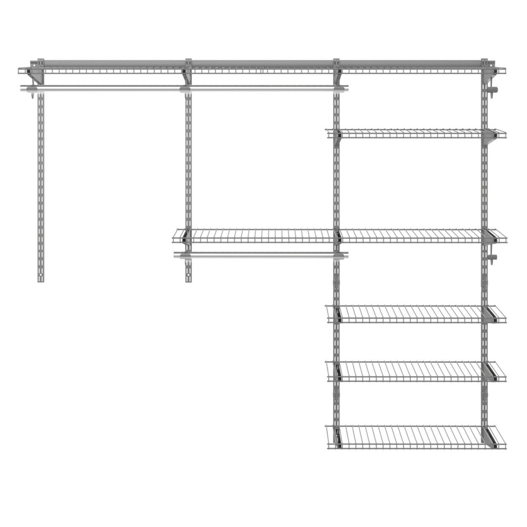 Custom Closet Organizer Kit 4 to 6 FT Wall-mounted Closet System w/Hang Rod Grey Image 5