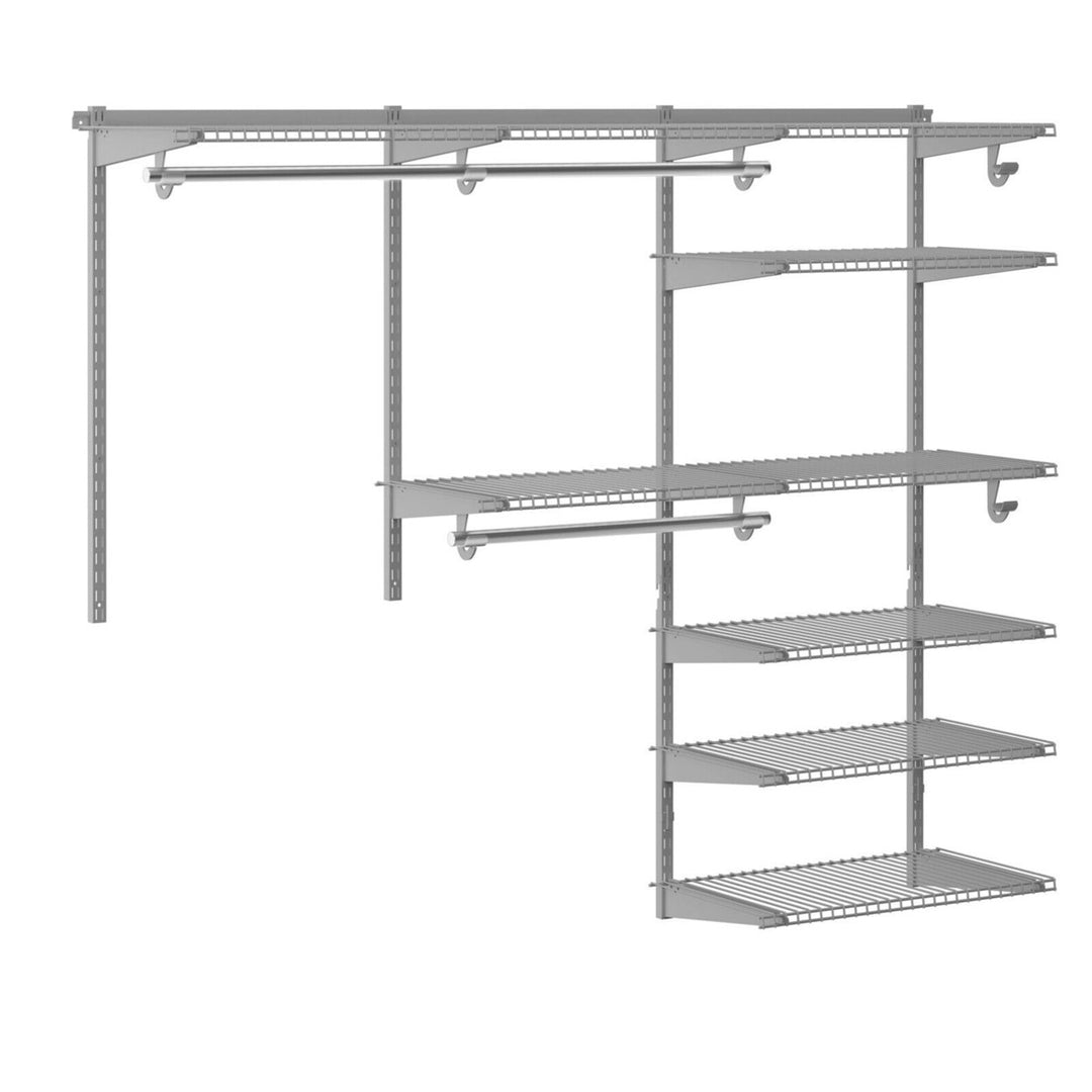 Custom Closet Organizer Kit 4 to 6 FT Wall-mounted Closet System w/Hang Rod Grey Image 6