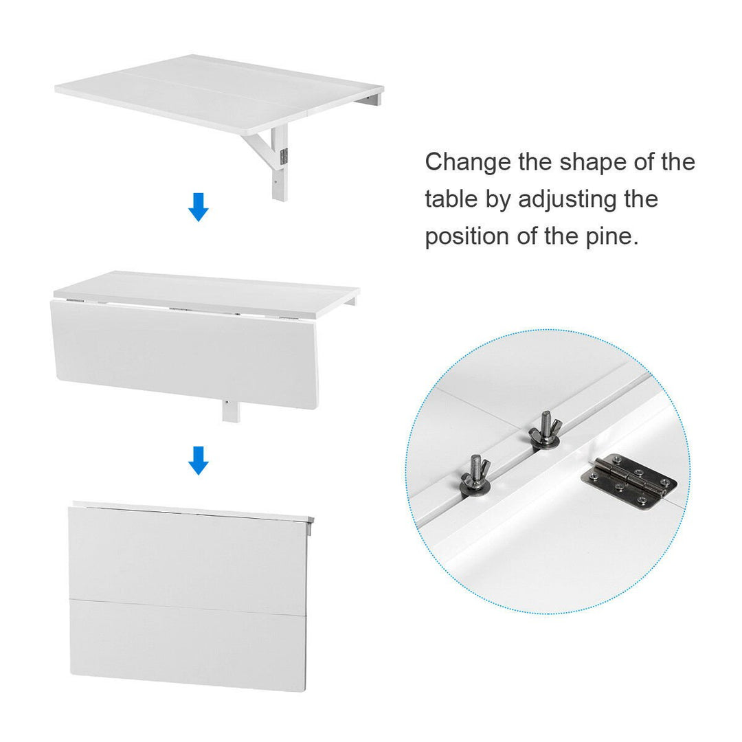 Wall-Mounted Drop-Leaf Table Folding Kitchen Dining Table Desk Space Saver White Image 5