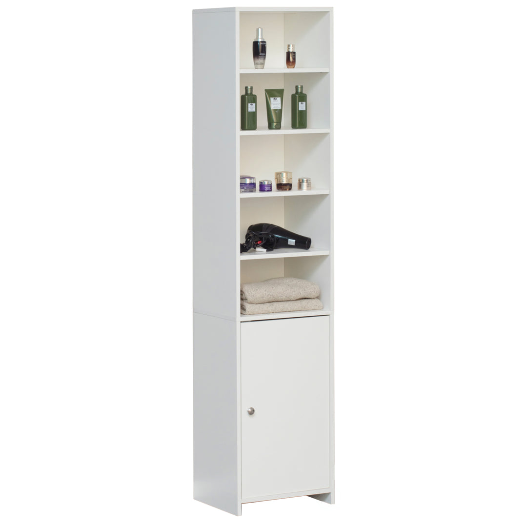 White Tall Freestanding Bathroom Storage Organizer Cabinet Linen Tower 72" Image 1