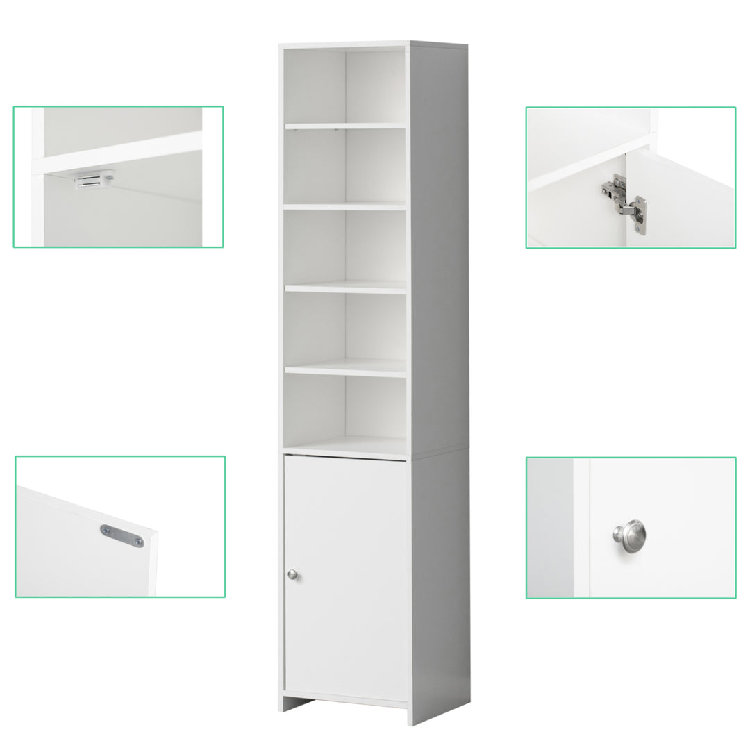 White Tall Freestanding Bathroom Storage Organizer Cabinet Linen Tower 72" Image 4