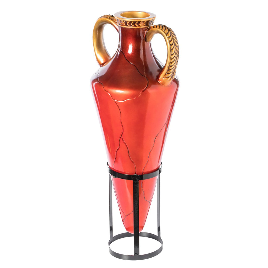 Roman-Inspired Tall Floor Vase - Large Pointed Amphora Design  35-inch-Tall Decorative Vessel with Sturdy Metal Tripod Image 4