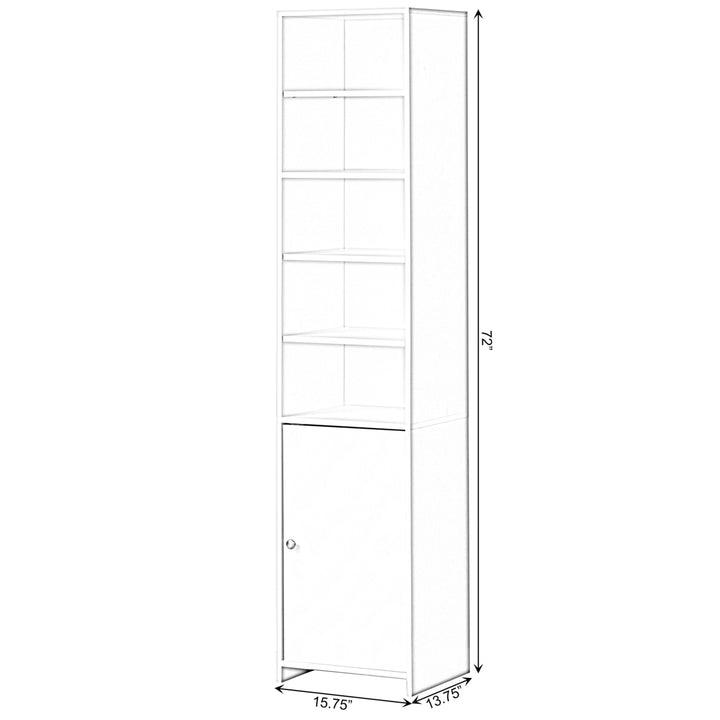 White Tall Freestanding Bathroom Storage Organizer Cabinet Linen Tower 72" Image 5