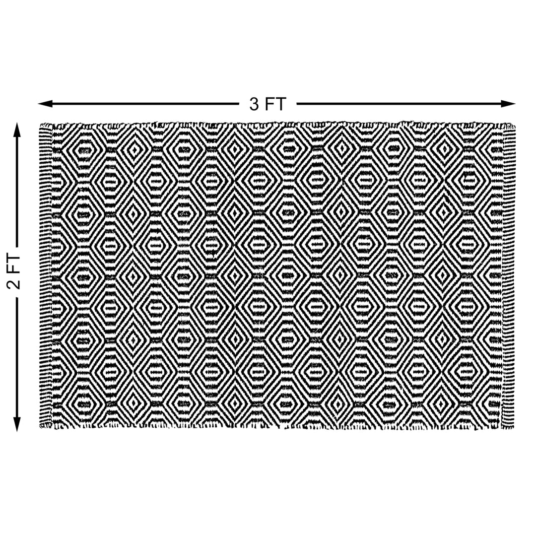 Handwoven Black and White Geometric Wool Flatweave Kilim Area Rug, 2 x 3 Image 7