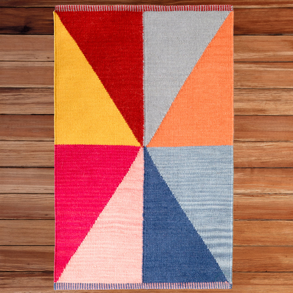 Handwoven Multicolored Geometric Wool Flatweave Kilim Rug, 2 x 3 Image 2