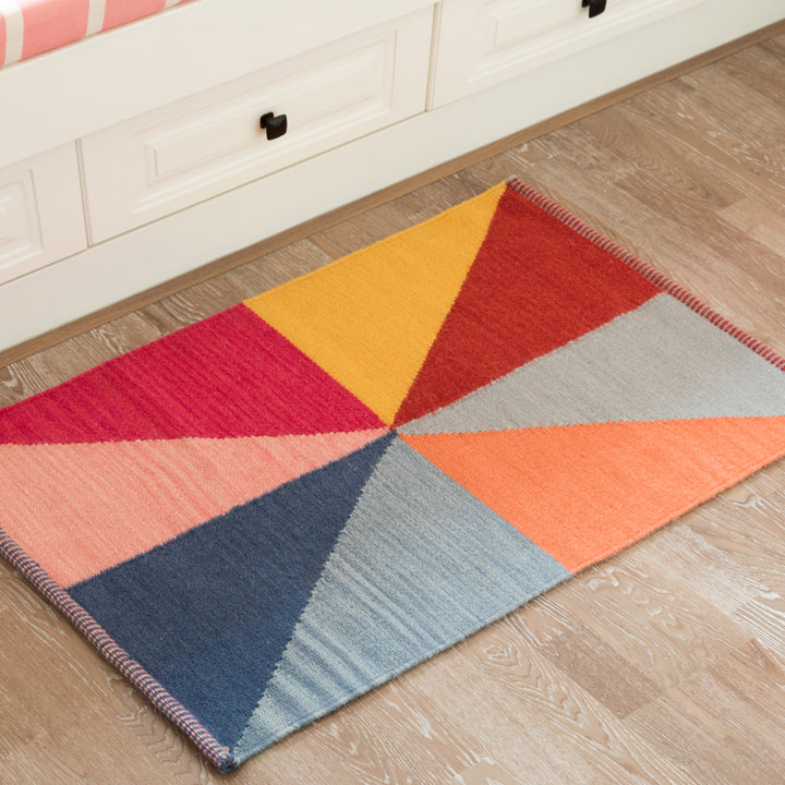 Handwoven Multicolored Geometric Wool Flatweave Kilim Rug, 2 x 3 Image 3