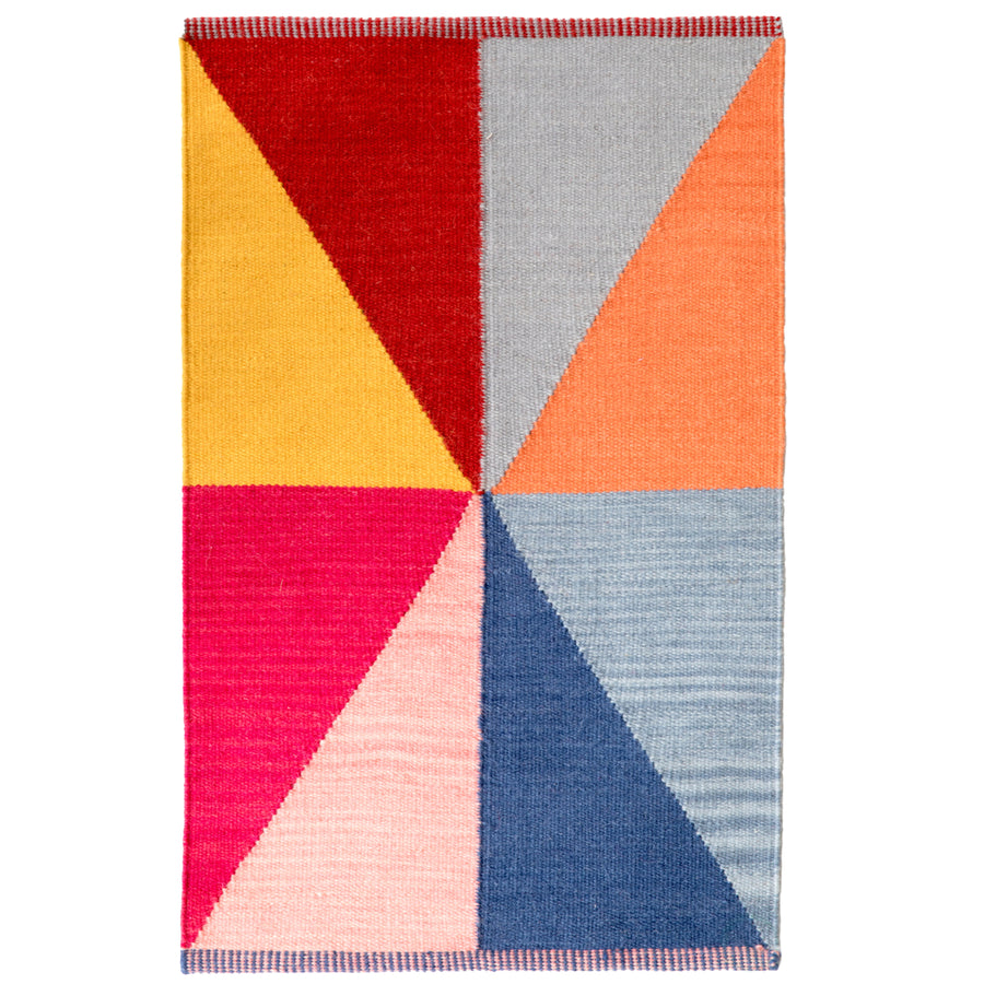 Handwoven Multicolored Geometric Wool Flatweave Kilim Rug, 2 x 3 Image 1