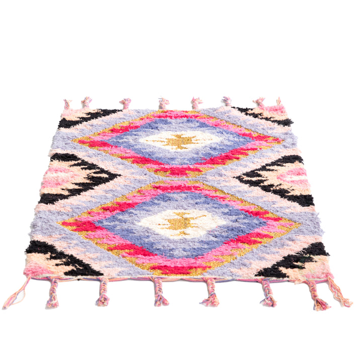 Handwoven Boho Pink Gold Metallic Cotton Flatweave Kilim Area Rug, 2 x 3 Image 4