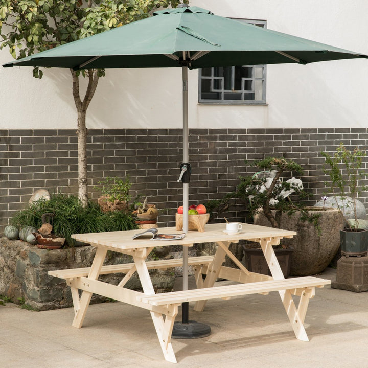 A-Frame Outdoor Patio Picnic Table Solid Wood 6 Person with Umbrella Hole 58.75x59 Image 6