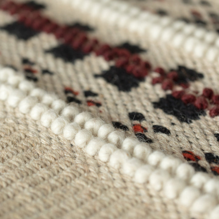 Handwoven Boho Beige Textured 100 Percent Wool Flatweave Kilim Rug Image 5