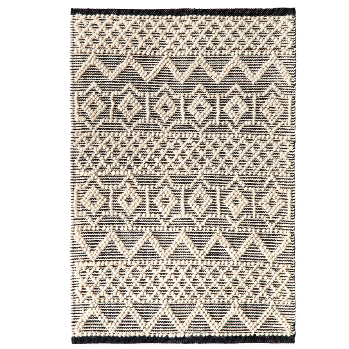 Deerlux Handwoven Kilim Rug Black White Wool 3x5 and 2x3 Sizes Durable Reversible Image 1