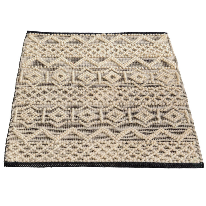 Handwoven Black and White Textured Wool Flatweave Kilim Rug Image 4