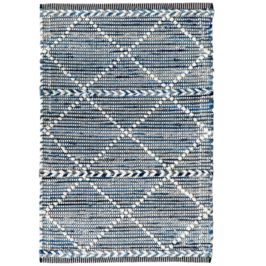 Handknotted Denim Textured Cotton Polyester Flatweave Kilim Rug Image 1
