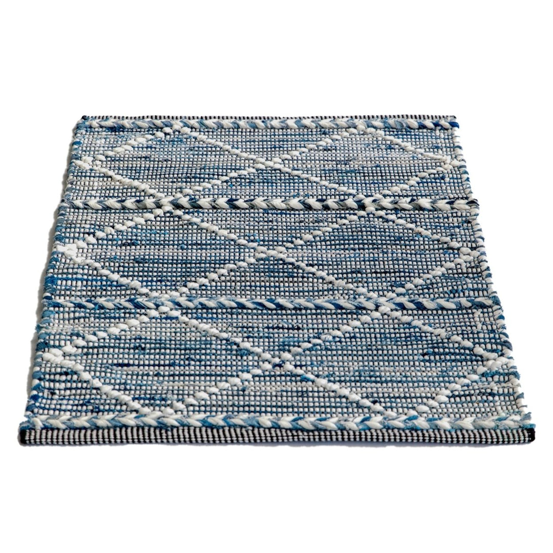 Handknotted Denim Textured Cotton Polyester Flatweave Kilim Rug Image 4
