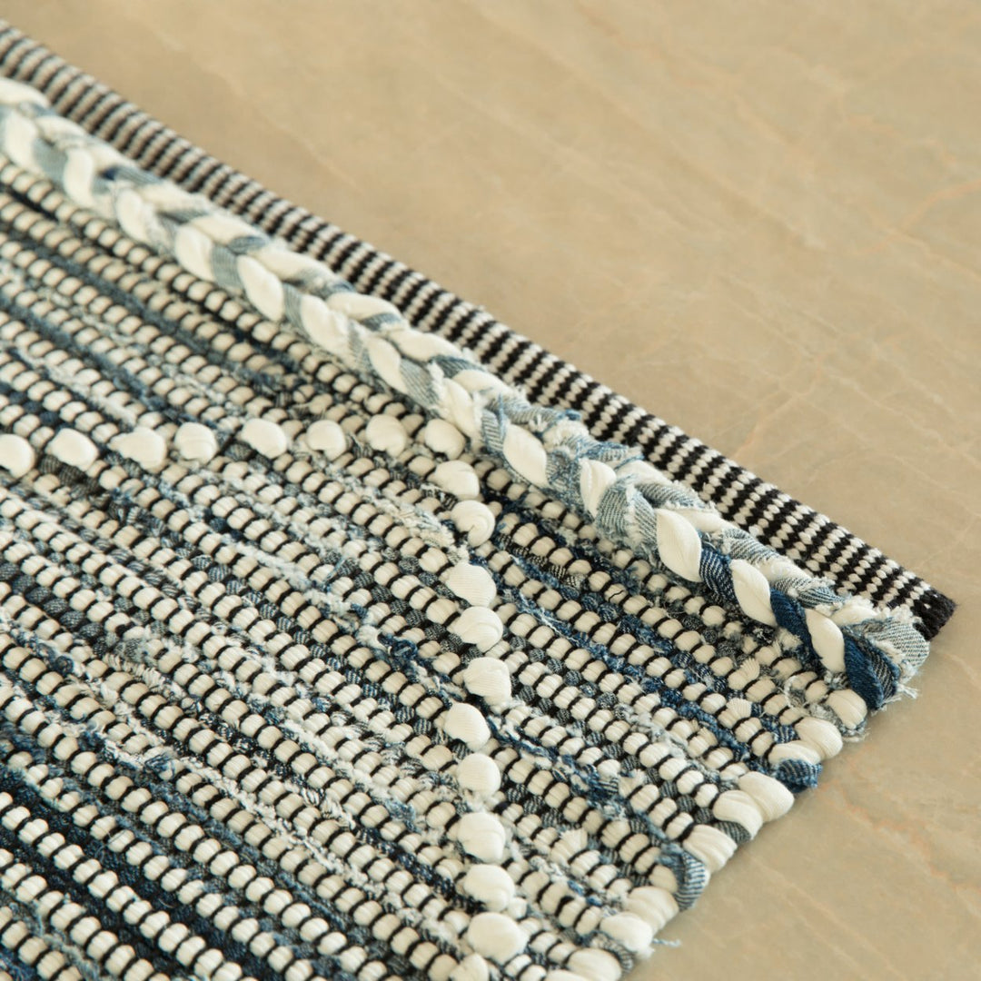Handknotted Denim Textured Cotton Polyester Flatweave Kilim Rug Image 6