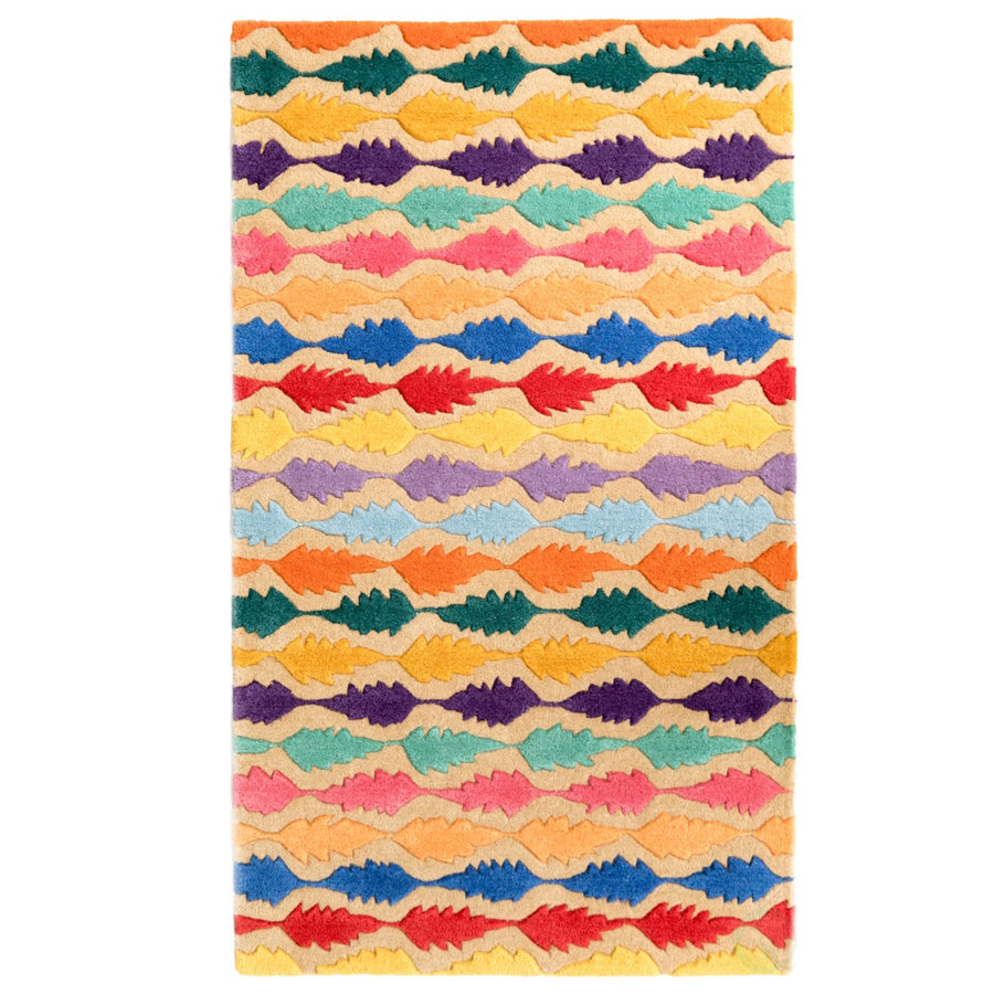Handtufted Multicolored Leaf Design 100 Percent Wool Area Rug, 3 x 5 Rectangle Image 1