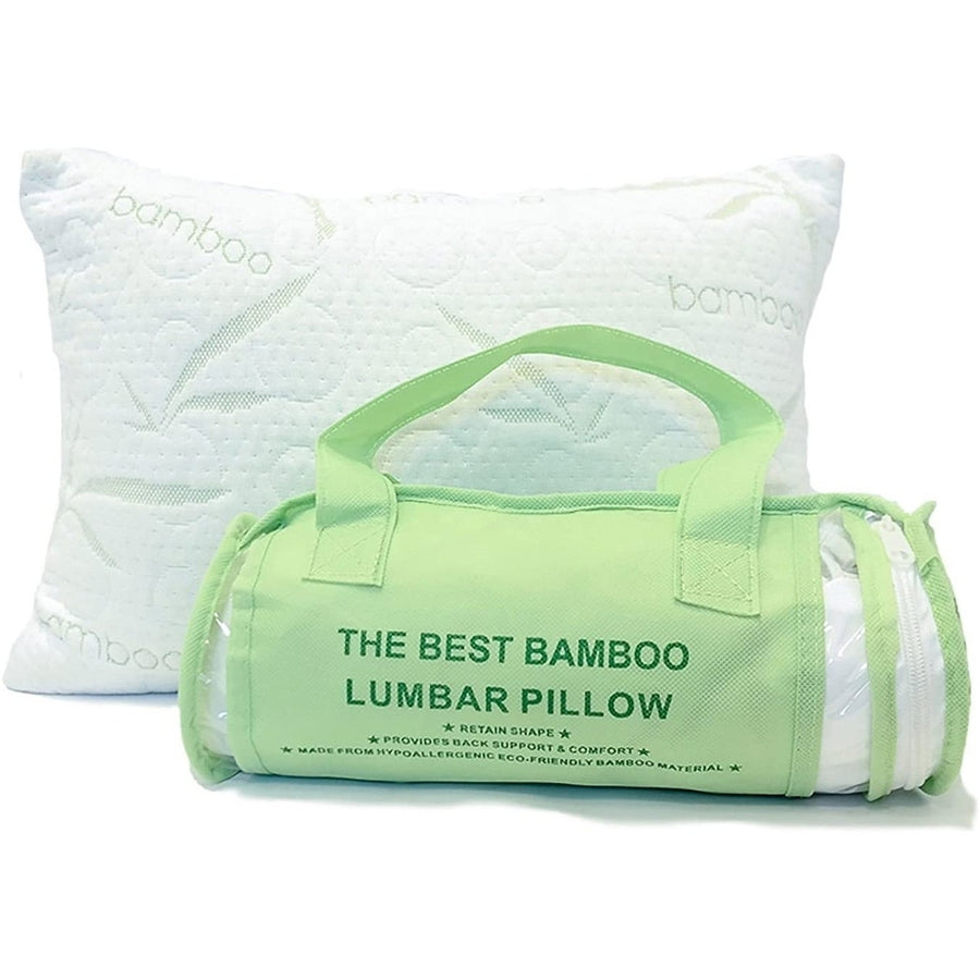Bamboo Memory Foam Lumbar Pillow, Machine Washable Cover, Premium Memory Foam Filling Image 1
