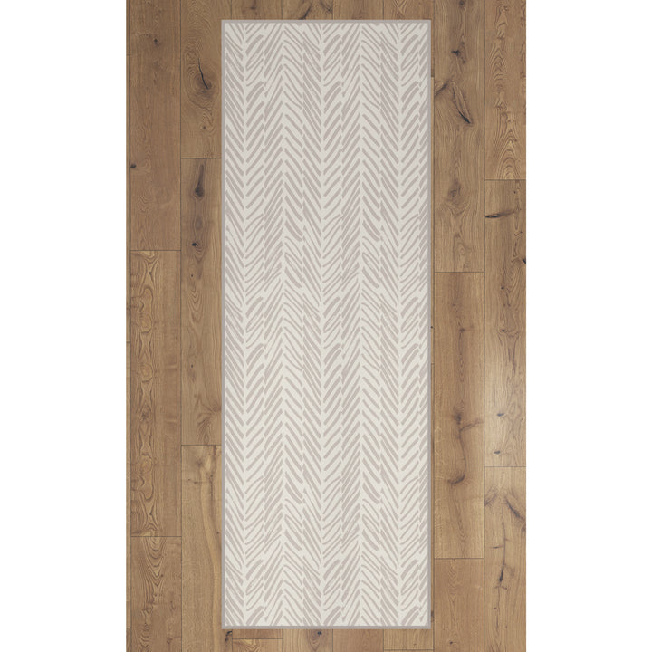 Deerlux Modern Living Room Area Rug with Nonslip Backing, Abstract Beige Chevron Strokes Pattern Image 1