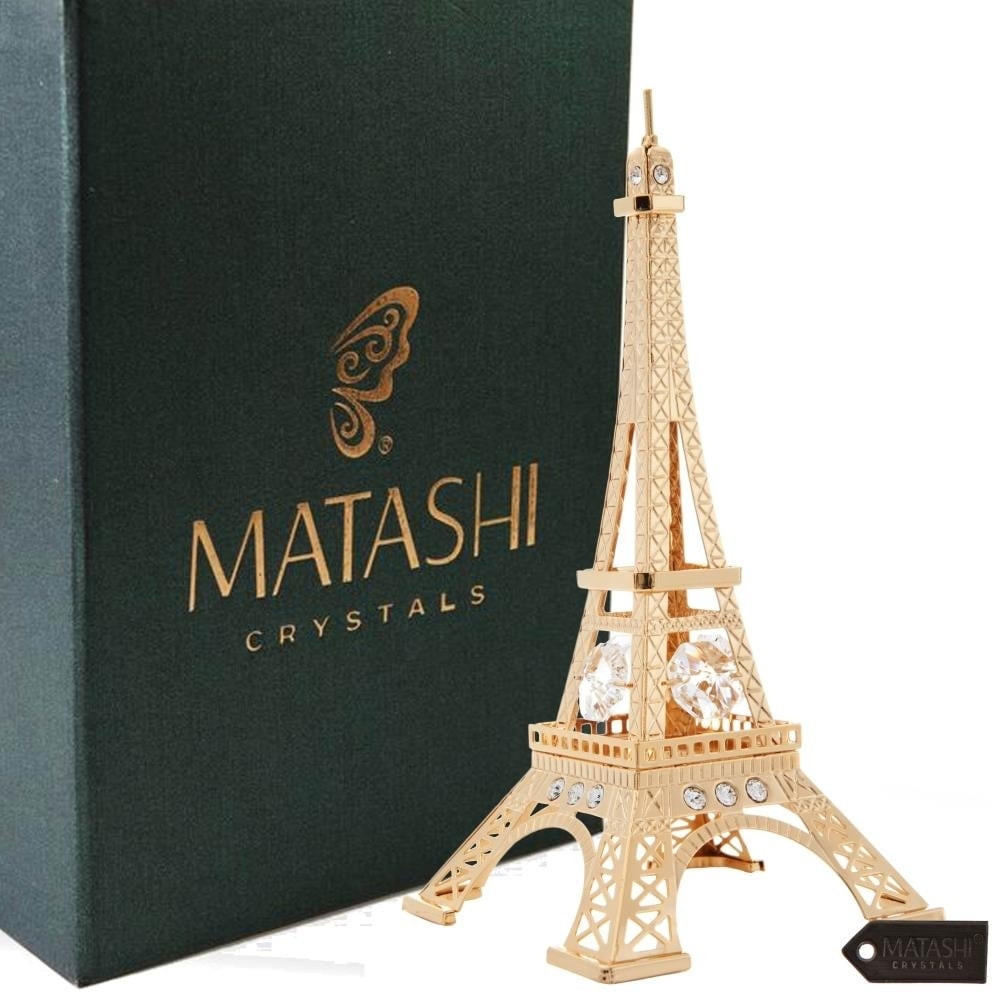 Matashi 24K Gold Eiffel Tower Gold Figurine Made w/ Crytals Gift for Christmas Birthday Mothers Day Valentines Day Image 1