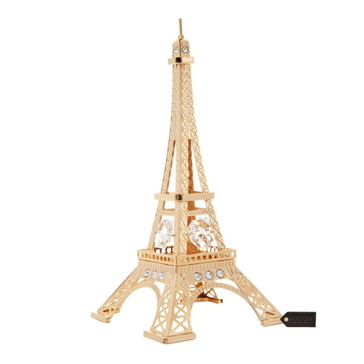 Matashi 24K Gold Eiffel Tower Gold Figurine Made w/ Crytals Gift for Christmas Birthday Mothers Day Valentines Day Image 2