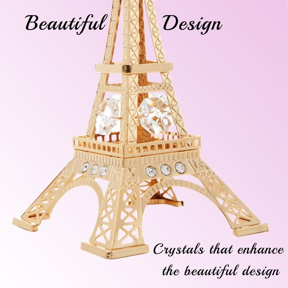 Matashi 24K Gold Eiffel Tower Gold Figurine Made w/ Crytals Gift for Christmas Birthday Mothers Day Valentines Day Image 3