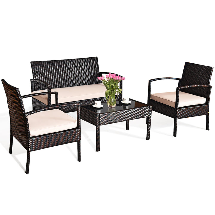 Rattan Patio Sofa Set, 4 Pieces Image 3