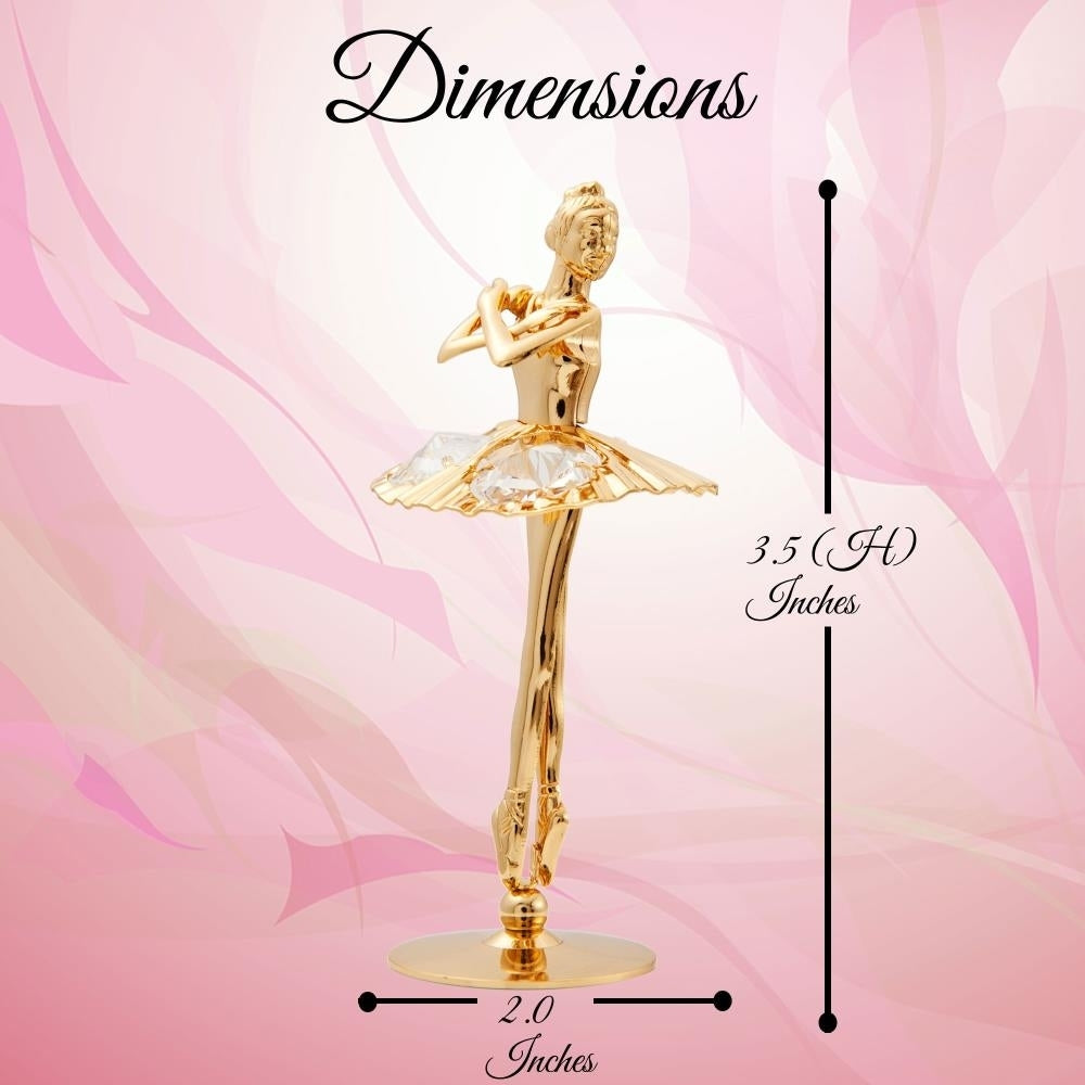 Matashi 24K Gold Plated Crystal Studded Ballerina w/ Arms Crossed Figurine Tabletop Showpiece Gift for Birthday Mothers Image 3