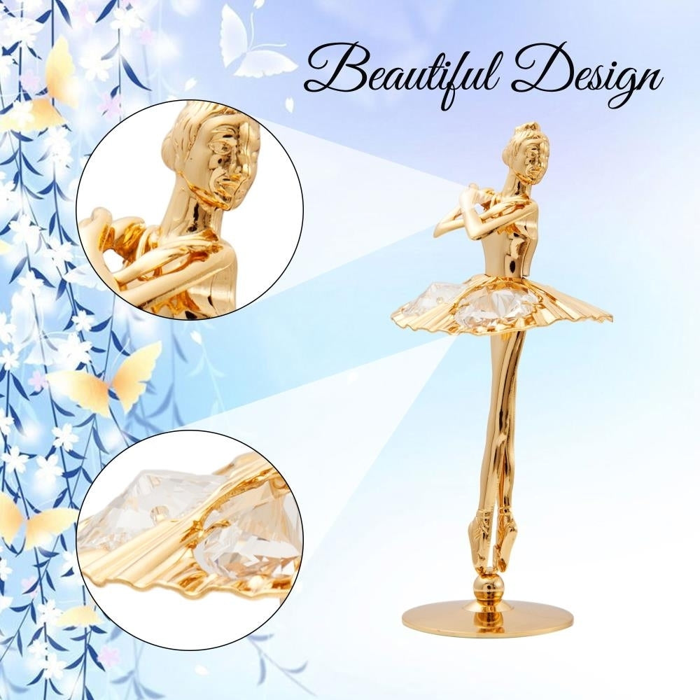 Matashi 24K Gold Plated Crystal Studded Ballerina w/ Arms Crossed Figurine Tabletop Showpiece Gift for Birthday Mothers Image 5