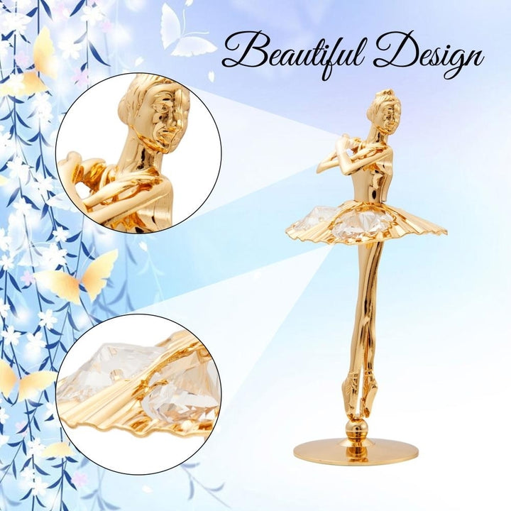 Matashi 24K Gold Plated Crystal Studded Ballerina w/ Arms Crossed Figurine Tabletop Showpiece Gift for Birthday Mothers Image 5