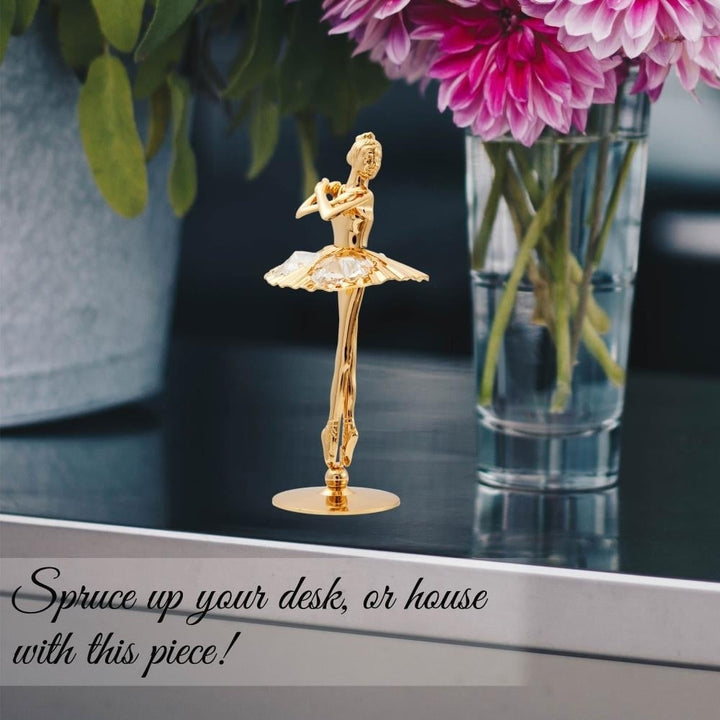 Matashi 24K Gold Plated Crystal Studded Ballerina w/ Arms Crossed Figurine Tabletop Showpiece Gift for Birthday Mothers Image 6