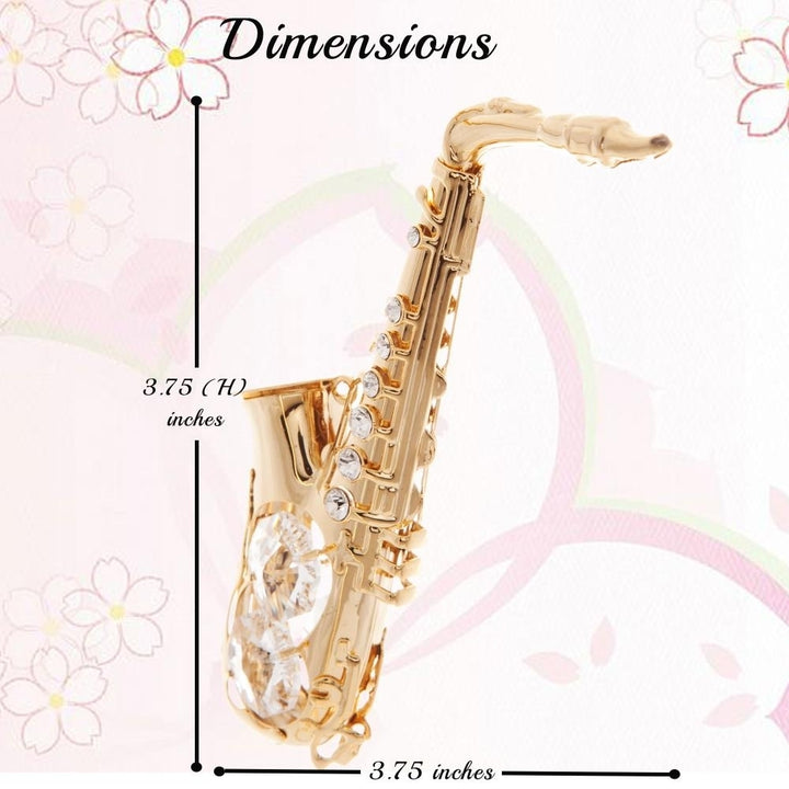 Matashi 24K Gold Plated Crystal Studded Saxophone Ornament Home Decorative Showpiece Gift for Christmas Image 3