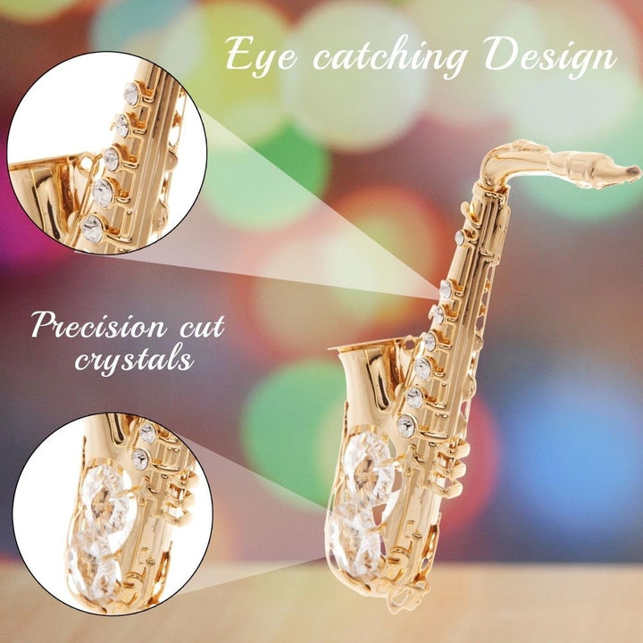 Matashi 24K Gold Plated Crystal Studded Saxophone Ornament Home Decorative Showpiece Gift for Christmas Image 4