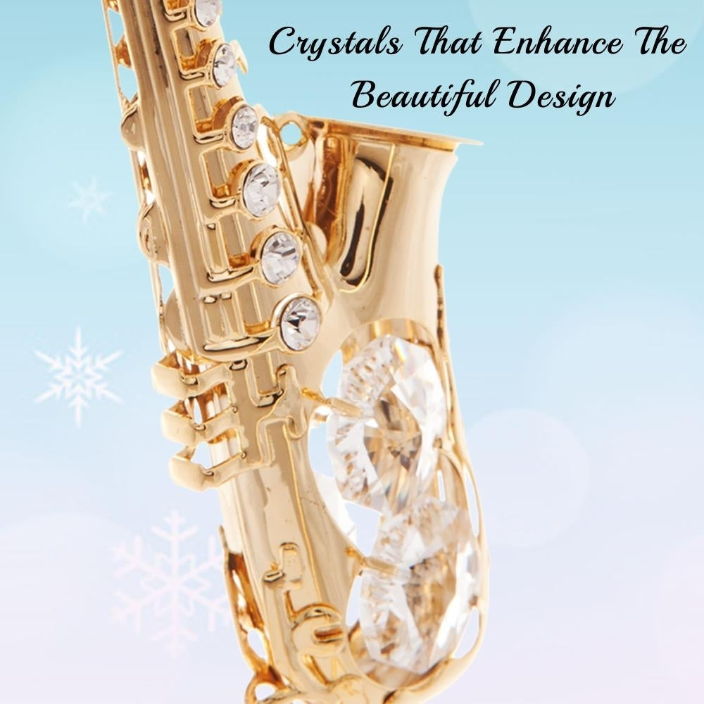 Matashi 24K Gold Plated Crystal Studded Saxophone Ornament Home Decorative Showpiece Gift for Christmas Image 6