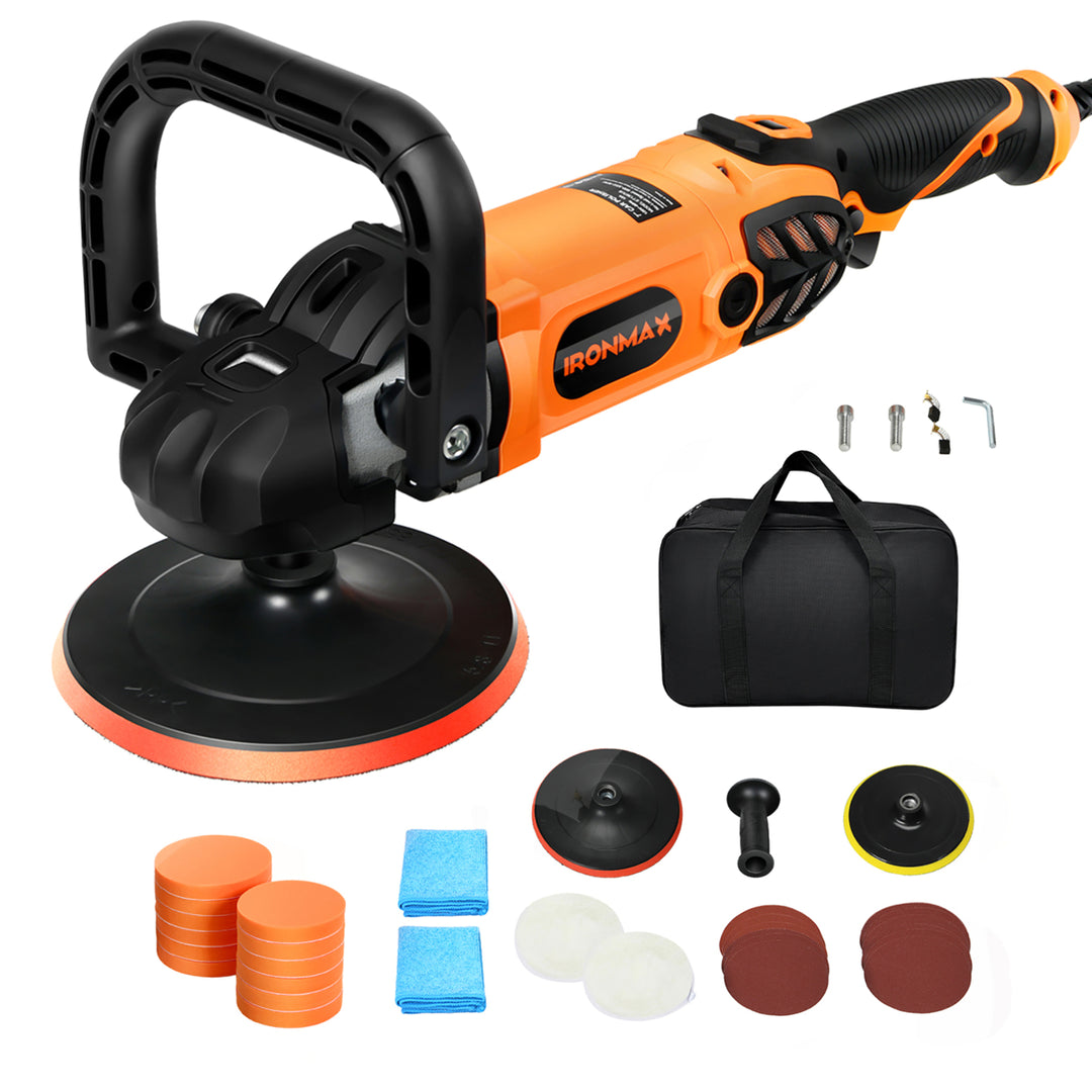 IRONMAX 7/6 1400W Electric Buffer Polisher 6 Variable Speed Waxer Sander w/Accessories Image 1