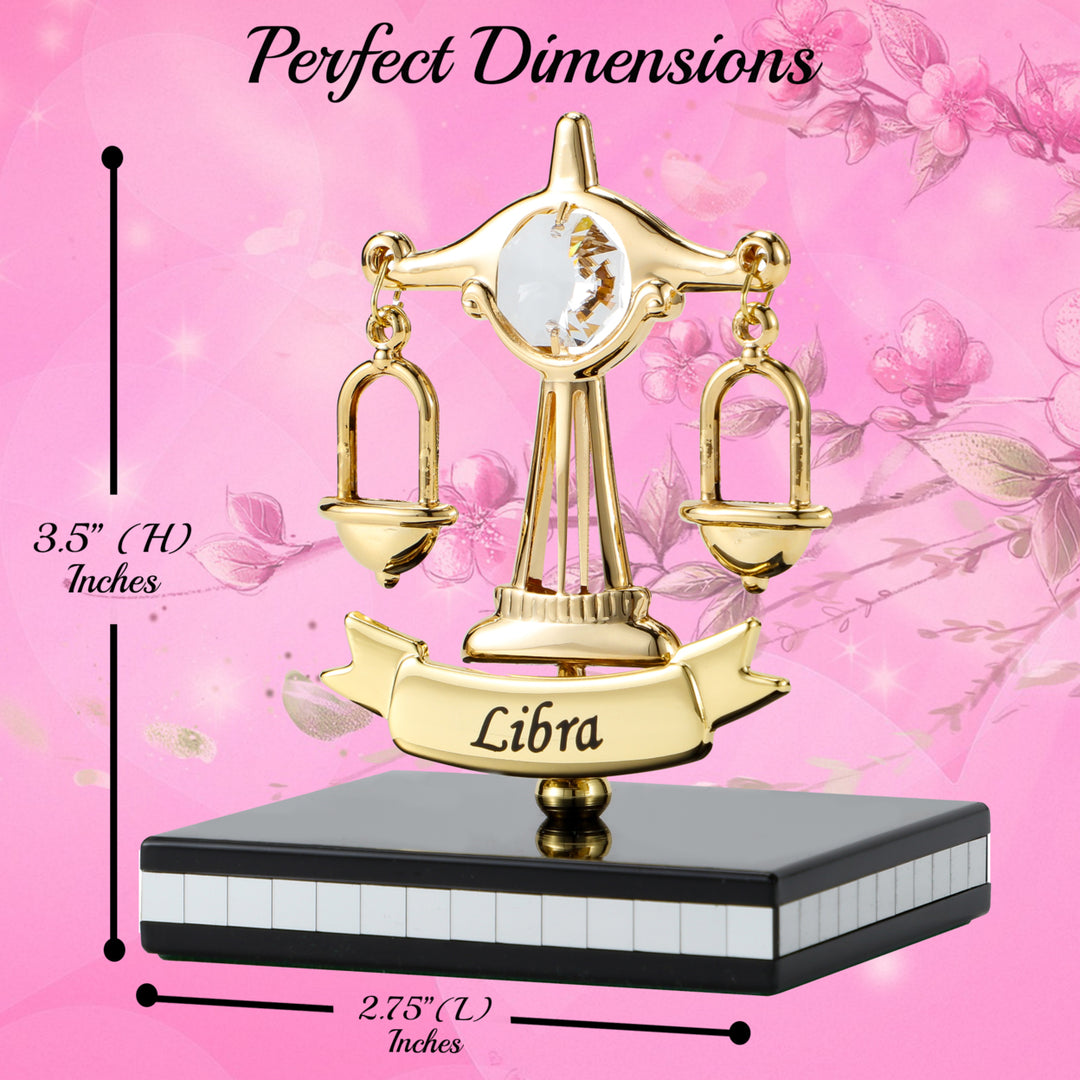 Matashi 24K Gold Plated Zodiac Astrological Sign Libra Figurine Statuette on Stand Studded with Crystals Girlfriend Image 3