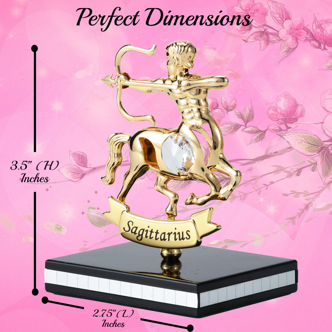 Matashi 24K Gold Plated Zodiac Astrological Sign Sagittarius Figurine Statuette on Stand Studded w/ Crystal Girlfriend Image 3