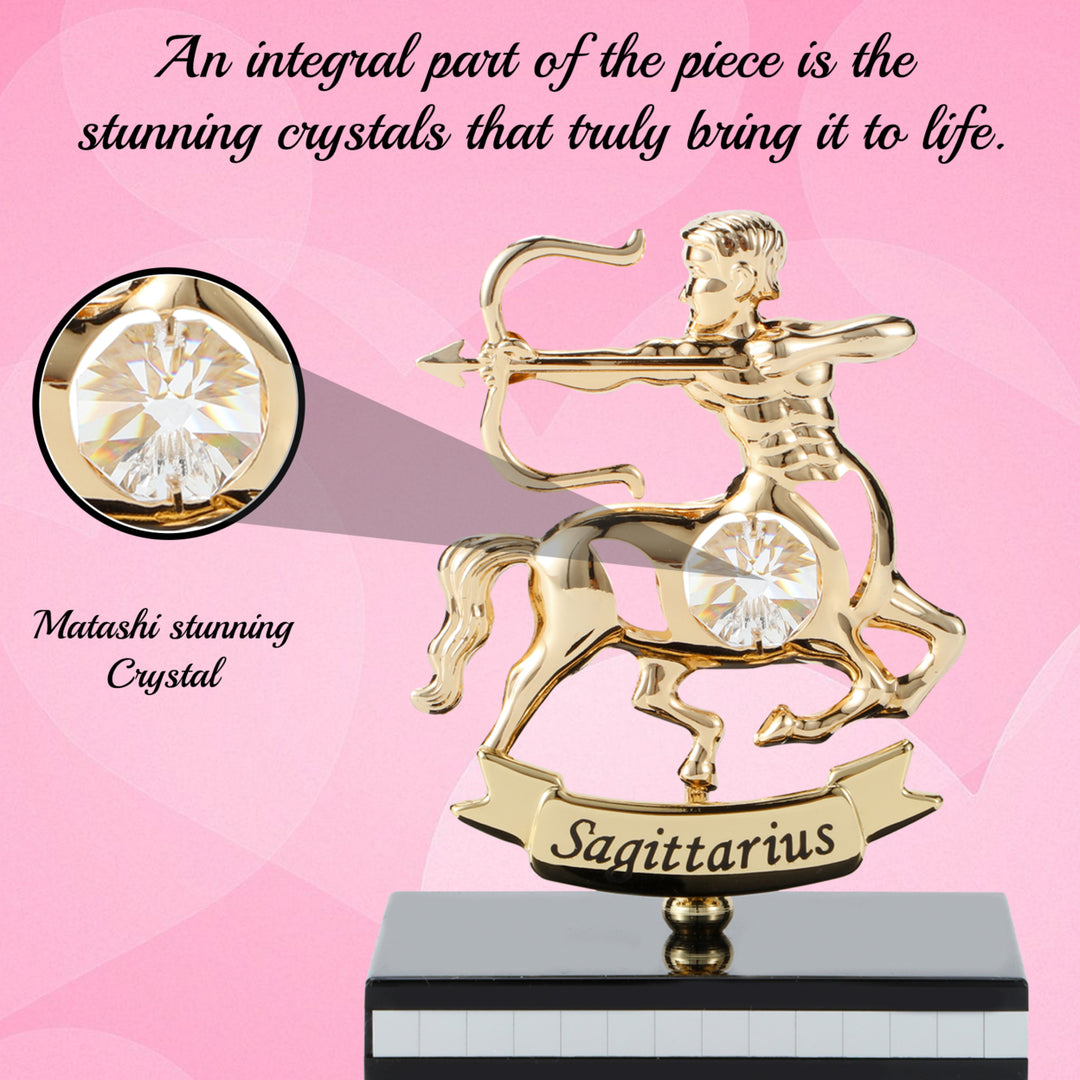 Matashi 24K Gold Plated Zodiac Astrological Sign Sagittarius Figurine Statuette on Stand Studded w/ Crystal Girlfriend Image 6