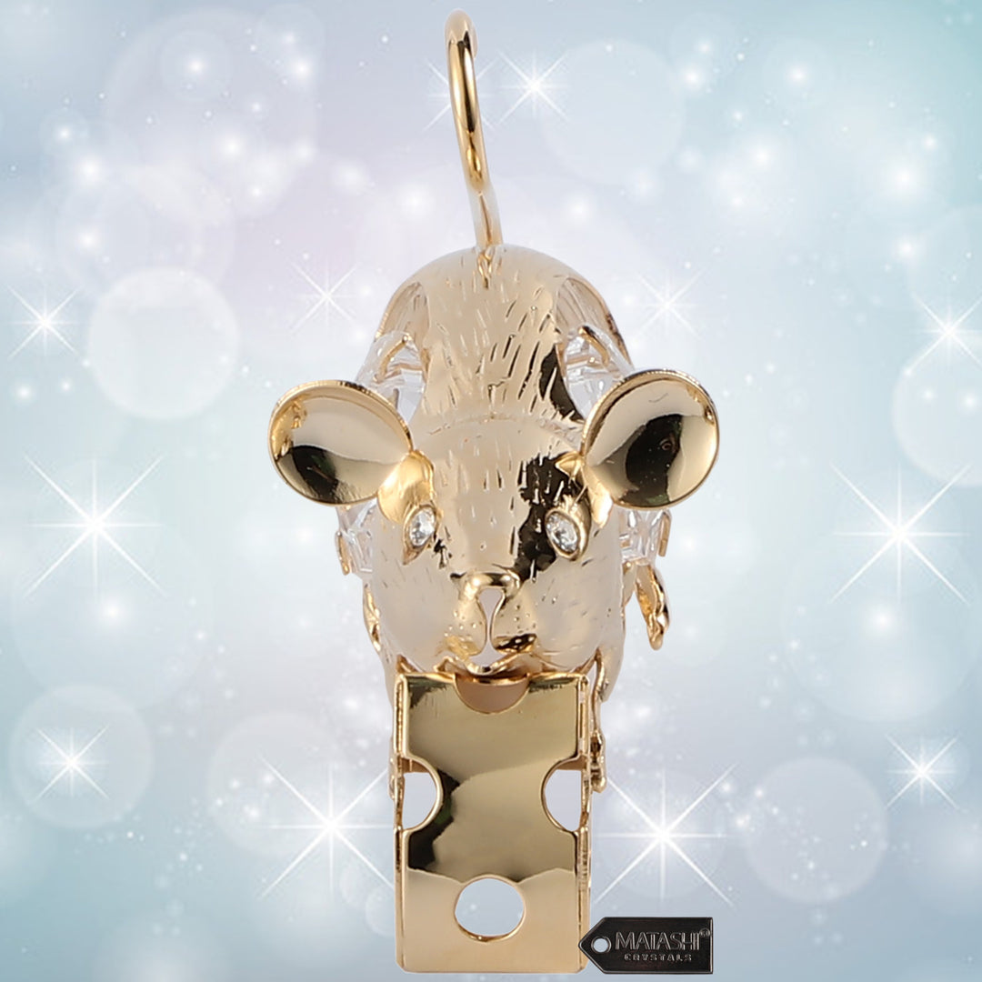 Matashi 24K Gold Plated Mouse w/ Cheese Year of The Rat Ornament Tabletop Showpiece Gifts for Birthday, Mothers Day, Image 5