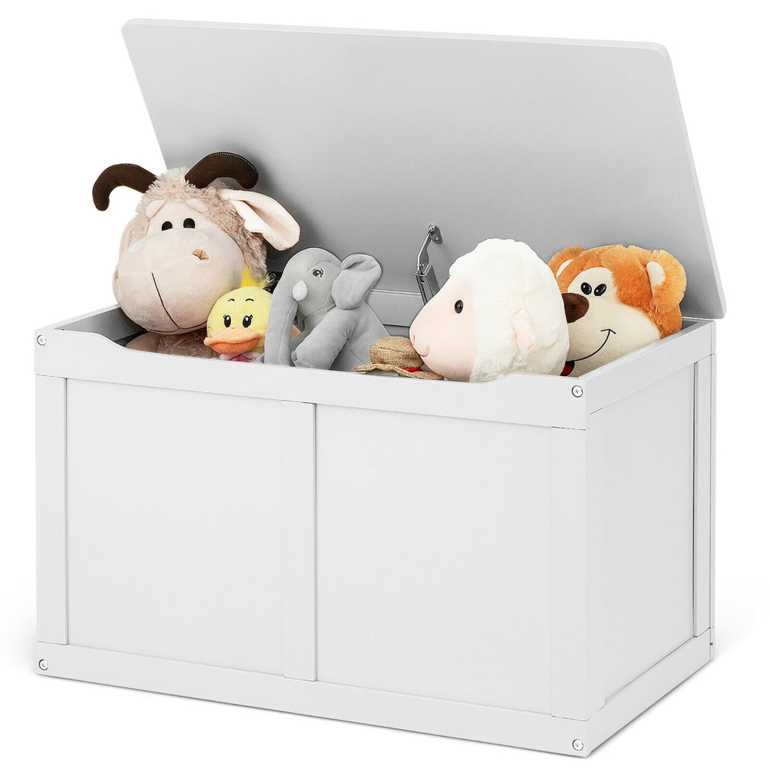 Wooden Kids Toy Storage Box Sitting Top Chest Organizer Large Bin Boys and Girls Image 1